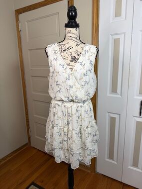IZ BYER Cottage Floral LG Y2K Ruffled  Sleeveless Fairy Dress Midi Graduation